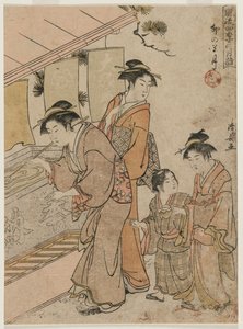 De vierde maand uit de serie Modieuze maandelijkse bezoeken aan tempels in de vier seizoenen door Torii Kiyonaga