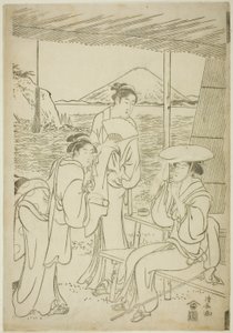 Bezoekers aan Enoshima door Torii Kiyonaga