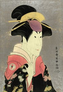Print: houtsnede kleur mezzotint van Segwa tomisaburo, als yadorigi, vrouw van ogishi kurando door Sharaku Toshusai, actief 1794