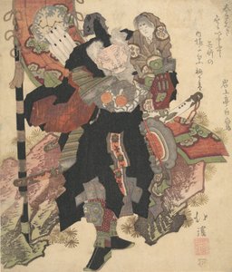 Chinese krijger die een kind op zijn schouders draagt, ca. 1825 door Totoya Hokkei