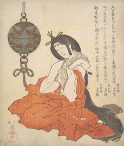 Kanjo Hofdame Zittend, en een Tsurikoro Hangend bij Haar Hoofd, ca. 1825