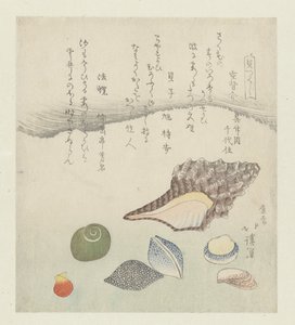 Reflectieschelp, ivoorschelp en tritonschelp door Totoya Hokkei