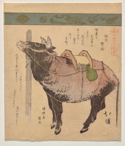 Aangelijnde os door Totoya Hokkei