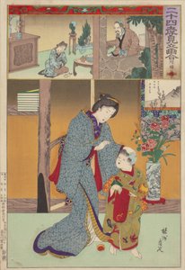 Parodie Paar van Afbeeldingen van Vierentwintig Paragons van Kinderlijke Vroomheid: Lu Ji, Nr. 9 door Toyohara Chikanobu