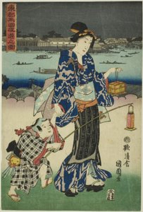 Avondvermaak in Ryogoku in de Oostelijke Hoofdstad door Toyohara Kunichika