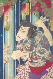 Imaginaire portret, Shuihuzhuan van podium: Toryudai Mitate Suikoden Torodai - Acteur Onoe, 1875 door Toyohara Kunichika