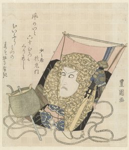 Een vlieger met een portret van een man met een sjaal door Toyokuni (II) , Utagawa