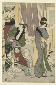 Visverkoper door Toyokuni (II) , Utagawa