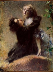 De klimop Edera. Een man omhelst een vrouw door Tranquillo Cremona