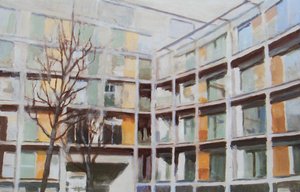 Een plek om te wonen 44, 2012 (olieverf op multiplex) door Trevor Burgess