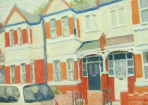 Een plek om te wonen 49, 2012 (olieverf op multiplex) door Trevor Burgess