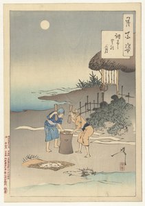 De maan boven het dorp Chofu (Honderd aspecten van de maan) door Tsukioka Yoshitoshi