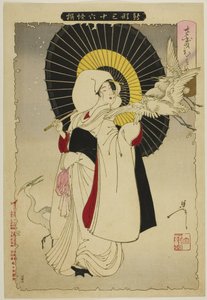 Heron Maiden uit de serie "Nieuwe vormen van zesendertig geesten". door Tsukioka Yoshitoshi