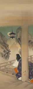 Murasaki Shikibu bij de Ishiyamadera-tempel, gebaseerd op de prent..., ca. 1892 door Tsukioka Yoshitoshi