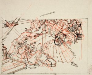 Voorbereidende tekening voor een boekillustratie door Tsukioka Yoshitoshi