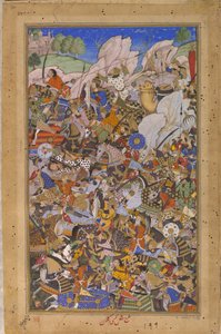 De Slag voor de Inname van het Fort bij Bundi, Rajasthan, in 1577, 1592-1594 door Tulsi Kalan