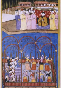 Dansers en muzikanten voor de sultan en zijn hof, uit Sur-Nama