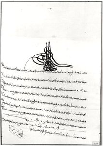 Document met Vrijgeleide gegeven aan Rene de Chateaubriand (1768-1848) door Sultan Selim III (1761-1808) 14-23 september 1806 door Turkish School