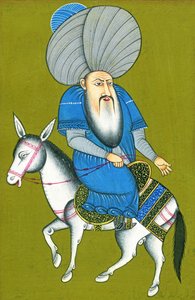 Nasreddin Hodja rijdt achterstevoren op zijn paard