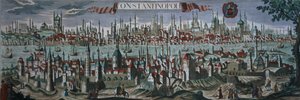 Panoramisch uitzicht op Constantinopel, eind 18e eeuw door Turkish School