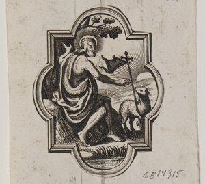 Embleem met Christus en het Lam Gods door Ubekendt