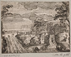 Rivier met stroomversnelling en een watermolen