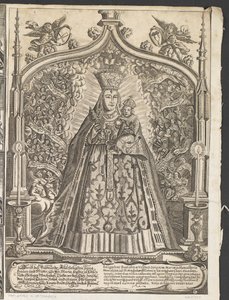 Maagd Maria met het Christuskind, omringd door musicerende engelen door Ubekendt