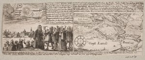Komeet, gezien in Grossvardein, Sibenburgen, 14 december 1660, en kaart van overstroming bij Hamburg op 4 januari 1661