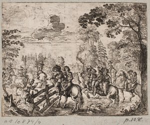 Bosscène met ruiters