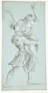 Soldaat die een vrouw wegdraagt. De roof van de Sabijnse vrouwen