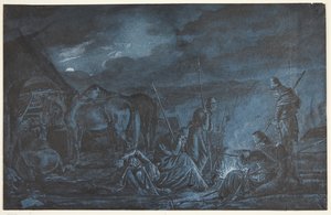 Soldaten rond een vuur