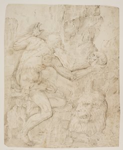 St. Jerome mediterend op een schedel