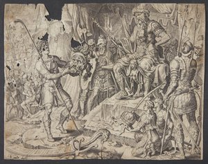 David onthoofdt Goliath door Ubekendt efter Maarten van Heemskerck