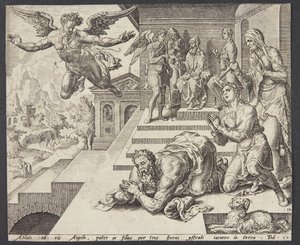 Het vertrek van de engel door Ubekendt efter Maarten van Heemskerck