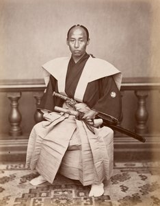 Samurai (Harada Kiichi), Nagasaki, Japan, ca.1870 (albumine print) door Ueno Hikoma