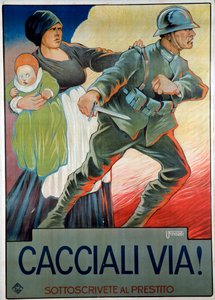 Fascistische propagandaposter voor de nationale lening door Ugo Finozzi