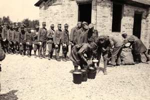 Oostenrijkse gevangenen in Bagnaria Arsa, Udine, Italië, 02/04/1916