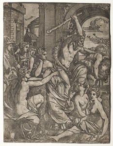 Hercules Verdrijft Afgunst uit de Tempel van de Muzen, 1522-24 door Ugo da Carpi