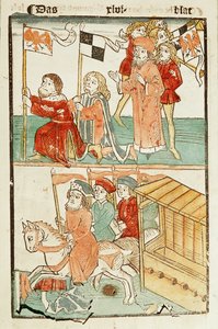 Vergoeding van de burggraaf van Nuernberg, Friedrich von Hohenzollern, met de maarten Brandenburg door keizer Sigismund ... door Ulrich von Richental