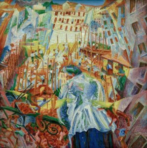 De straat komt het huis binnen door Umberto Boccioni