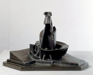 Ontwikkeling van een fles in de ruimte (Linee e forza di una bottiglia) Bronzen sculptuur door Umberto Boccioni (1882-1916) 1912 Dim: 38.1 cm Milaan, Museo del Novecento door Umberto Boccioni