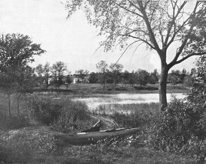 Een baai in Lac la Belle, Oconomowoc, Wisconsin, VS
