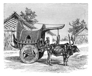 Een Birmaanse wagen, Birma Myanmar, 1895 door Unbekannt