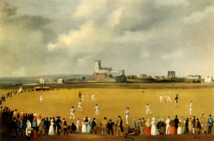 Een cricketwedstrijd bij Christchurch Priory, Hampshire door Unbekannt
