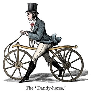 Een Dandy-Horse of Draisienne van het type modieus ca. 1820