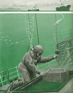 Een duiker die onder enorme druk werkt, 1935 door Unbekannt