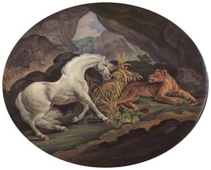Een Paard Geschrokken door een Leeuwin, ca. 1800 door Unbekannt