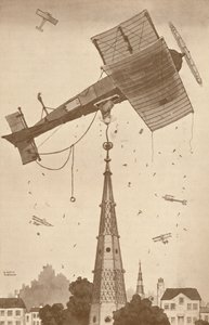 Een Loop-the-Looper in diepe gedachten krabt zich op het hoofd over een moeilijk probleem, 1927