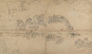Een Maharana en Zijn Gevolg op Zwijnenjacht, begin 18e eeuw