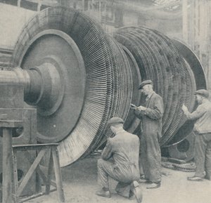 Een veelbladige rotor voor een van de lage-druk turbines van de Queen Mary, 1937 door Unbekannt